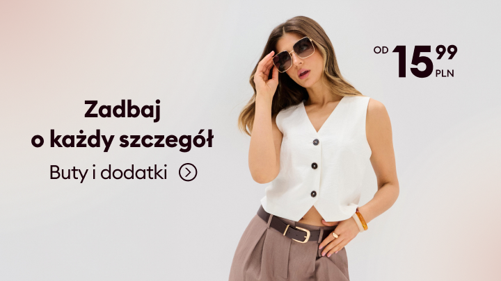 Reklama zachęcająca do zakupu butów i dodatków, podkreślająca dbałość o detale oraz atrakcyjną ofertę cenową.