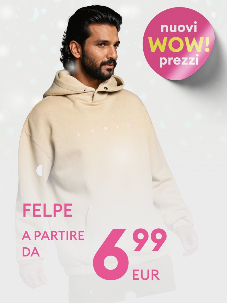 Felpe disponibili a partire da 6,99 euro. Offerta speciale con nuovi prezzi WOW per una moda comoda e conveniente.