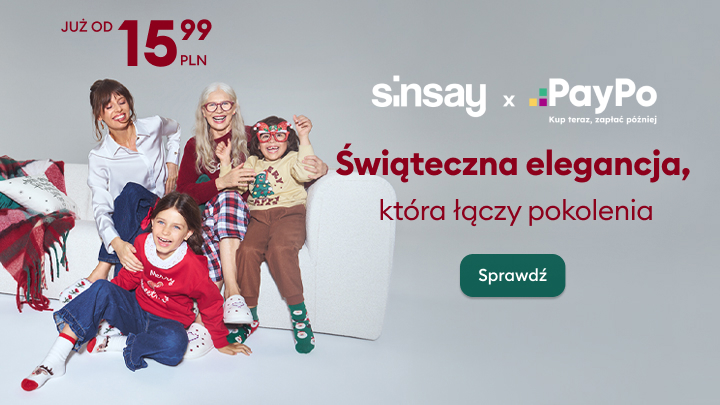 Reklama akcesoriów zimowych dostępnych od 7,99 zł. W tle motyw zimowych gór, sesja odbywa się w studiu. Napis 