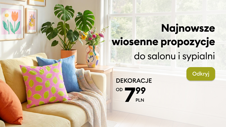 Baner promocyjny zachęcający do zakupu produktów do metamorfozy ogrodu i balkonu, podkreślający nastrojowe oświetlenie i dodatki do aranżacji przestrzeni zewnętrznej.