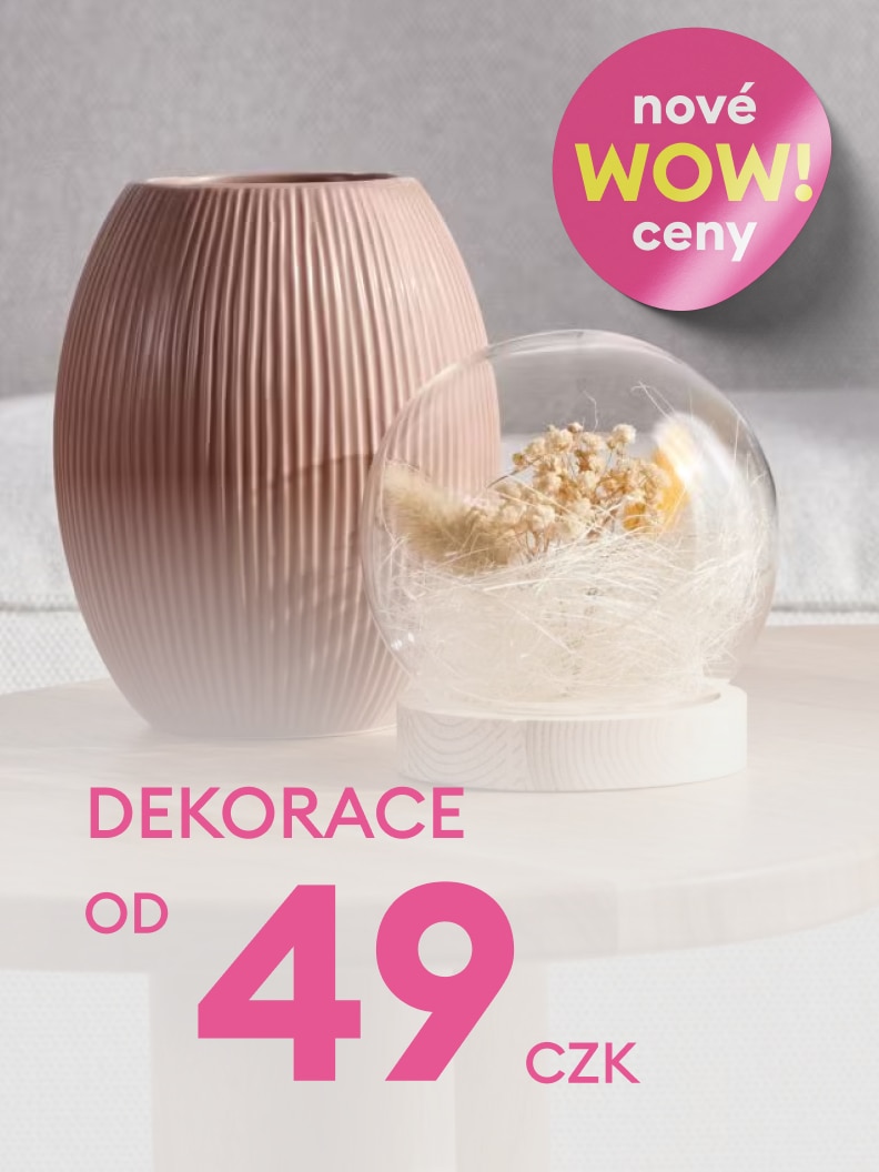 Dekorativní předměty dostupné již od 49 CZK. Nové WOW ceny přinášejí stylové doplňky pro váš domov za skvělé ceny. Perfektní na zútulnění interiéru nebo jako dárek pro blízké.