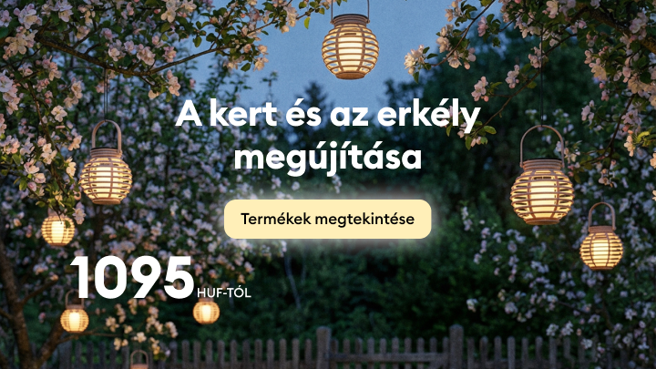 Kert és erkély megújítását népszerűsítő promóció, kültéri világítási termékek bemutatásával és vásárlásra ösztönzéssel, megfizethető megoldások hangsúlyozásával.