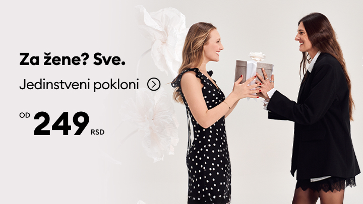 Promocija ponude jedinstvenih poklona za žene, namenjena lakšem izboru prikladnog dara za posebne prilike po pristupačnoj ceni.