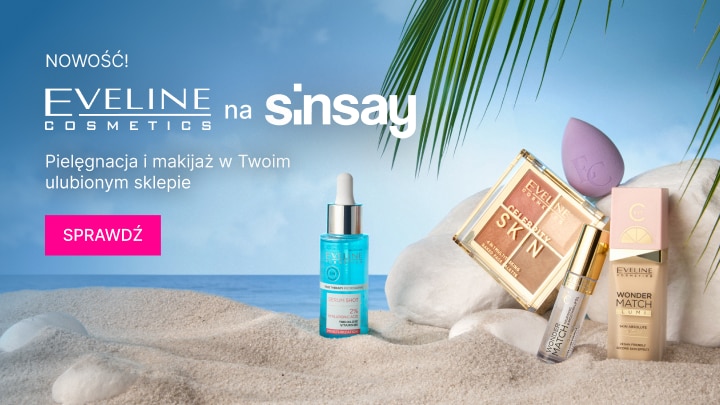 Promocja kosmetyków Eveline Cosmetics do makijażu z możliwością zakupu produktów w jednym miejscu