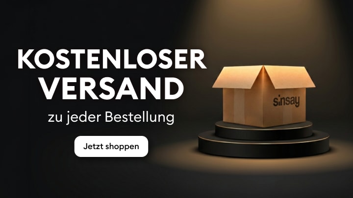 Werbegrafik für kostenlosen Versand bei jeder Bestellung im Sinsay Onlineshop
