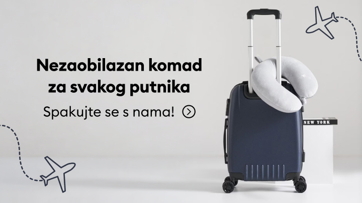 Promotivna poruka koja podstiče putnike da se spakuju i izaberu praktičnu putnu opremu za udobno i organizovano putovanje.