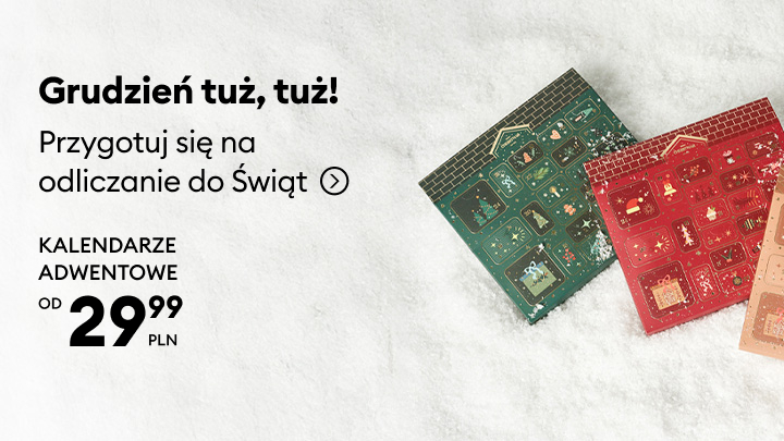 Grudzień tuż, tuż! Przygotuj się na odliczanie do Świąt dzięki kalendarzom adwentowym. Oferta zaczyna się od 29,99 PLN. Sprawdź kalendarze i świąteczne niespodzianki już teraz. Idealne na czas oczekiwania na Boże Narodzenie. banner