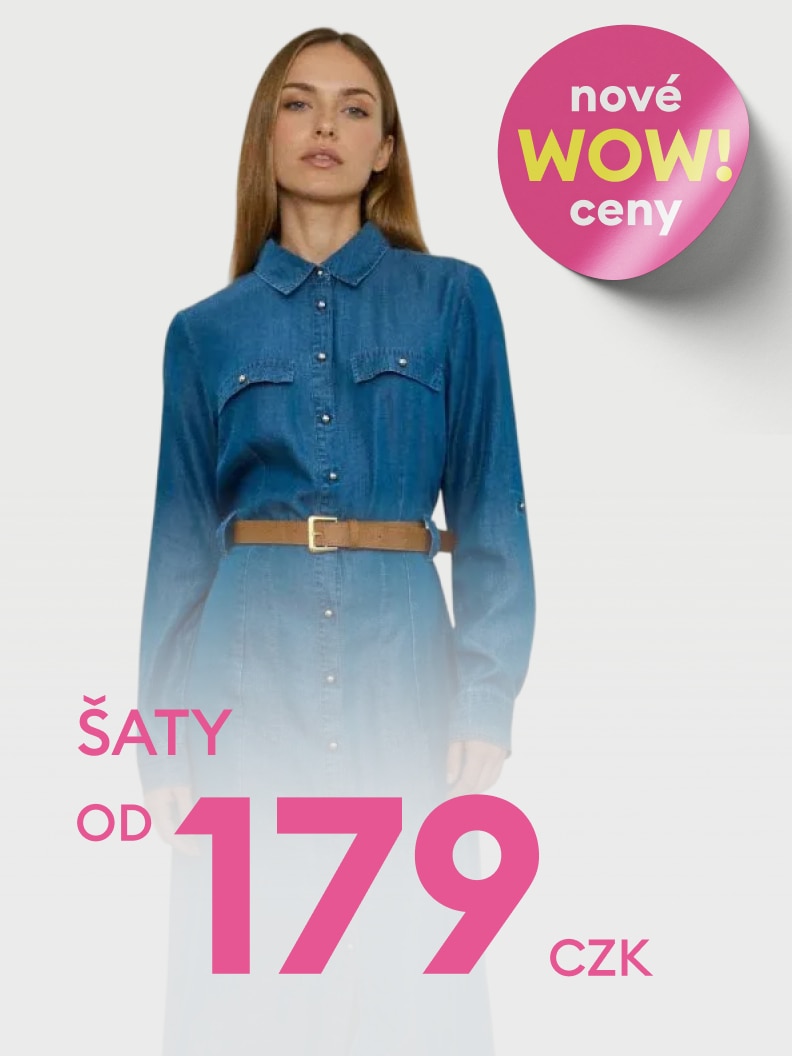 Šaty v atraktivní nabídce za ceny od 179 Kč. Akce s označením „nové WOW ceny“ láká na módní kousky za výhodnou cenu. Perfektní příležitost pro oživení šatníku.
