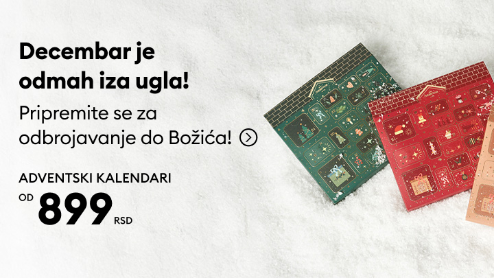 Decembar je blizu! Pripremite se za Božić uz adventske kalendare po ceni od 899 RSD. Svaki kalendar krije iznenađenja za odbrojavanje do praznika. Savršen način da unesete radost i praznični duh u svoj dom! banner