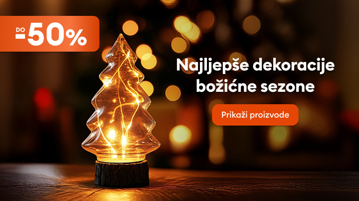 Najljepše božićne dekoracije uz popust do 50%. Uživajte u toploj atmosferi praznika i ukrasite svoj dom uz posebne ponude za ovu sezonu. Kliknite na dugme da pregledate dostupne proizvode i odaberete savršene dekoracije za Božić.