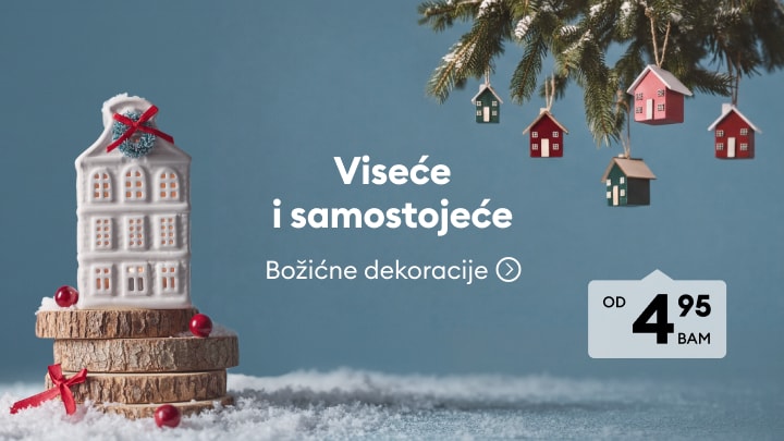 Božićne viseće i samostojeće dekoracije za uređenje doma po pristupačnoj cijeni.