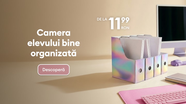 Organizatoare pentru documente și rechizite școlare, ideale pentru păstrarea ordinii în camera elevului, disponibile de la 11,99 RON