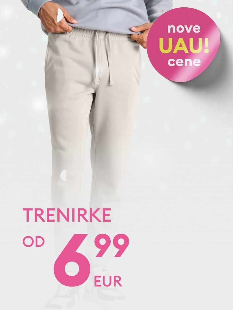 Akcija trenirk po izjemni ceni. Trenirka na voljo že od 6,99 EUR. Posebna ponudba z novimi UAU cenami. Idealna izbira za udobno nošenje. Izkoristite priložnost in preverite ugodno ponudbo zdaj.