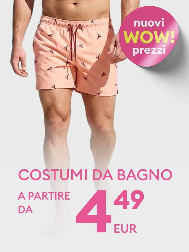 Promozione su costumi da bagno da uomo con nuovi prezzi convenienti per la stagione estiva, con offerte a partire da 4,49 EUR.