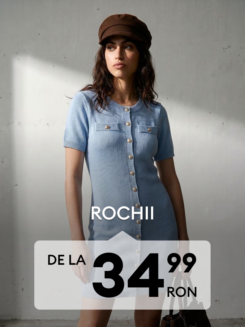 Rochii casual pentru femei disponibile de la 34,99 RON, potrivite pentru ținute de zi elegante și confortabile