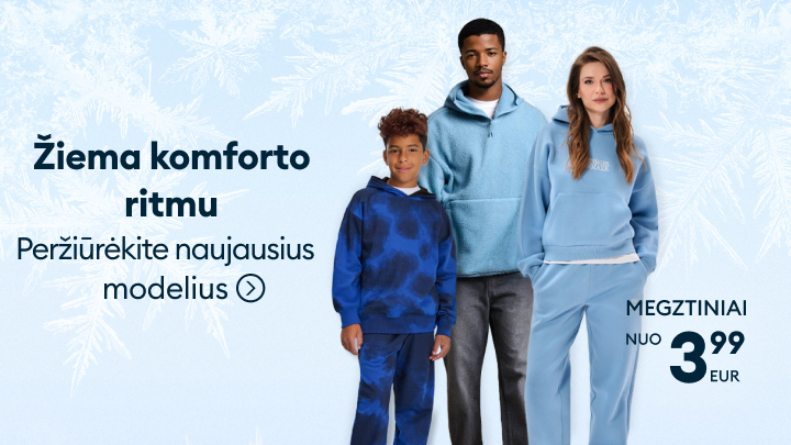 Žiemos komforto ritmas. Pasinaudokite galimybe peržiūrėti naujausius modelius. Megztiniai nuo 3,99 EUR.