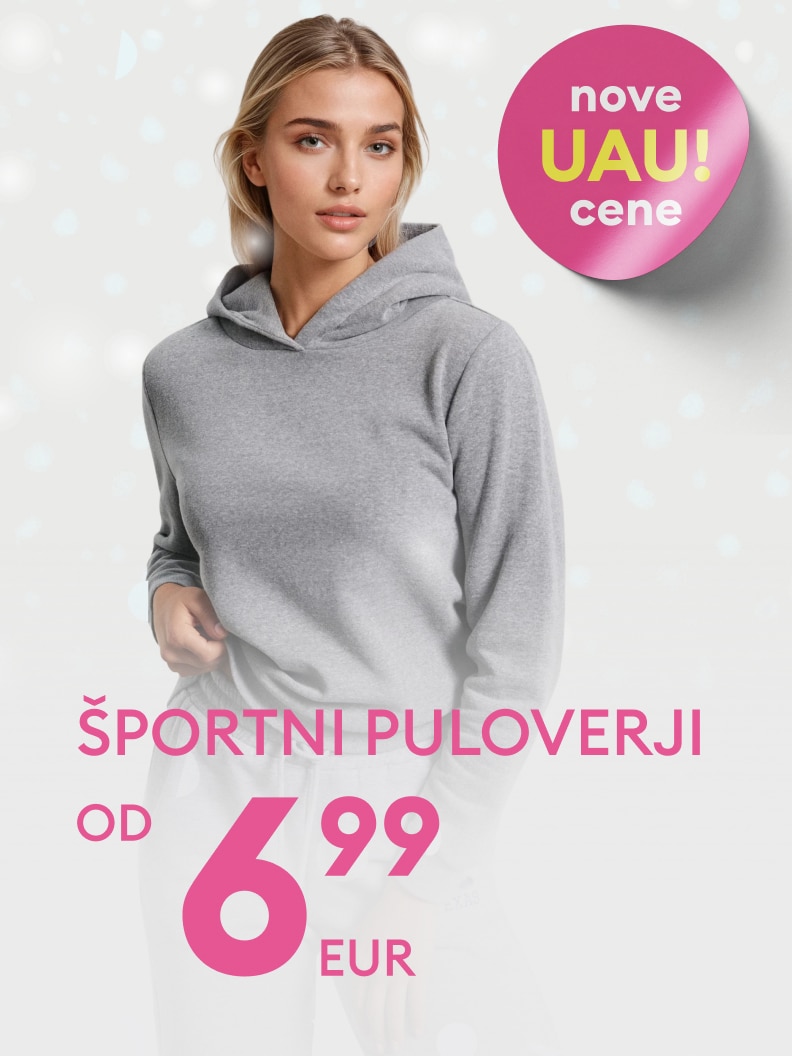 Promocja na bluzy dla kobiet. Ceny zaczynają się od 29,99 zł. Obok znajduje się różowy okrągły napis 
