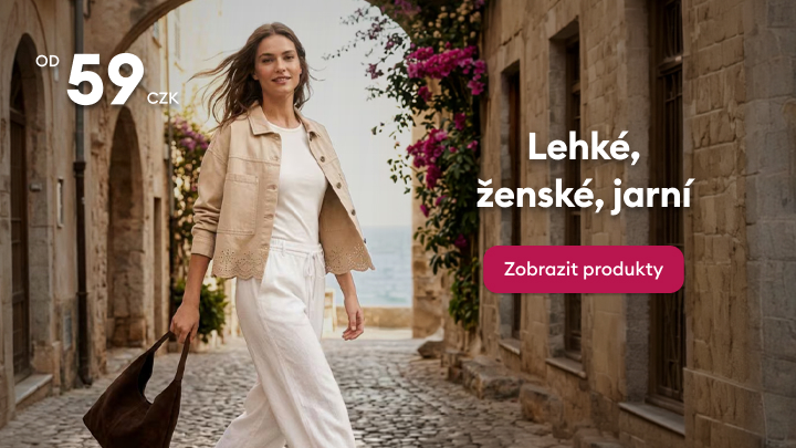 Propagace lehké dámské jarní kolekce oblečení s možností prohlédnout a nakoupit produkty.