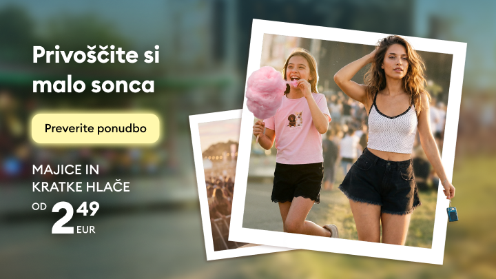 Promocijski oglas Sinsay, ki spodbuja pripravo in pakiranje za mestni oddih ali tropske počitnice.