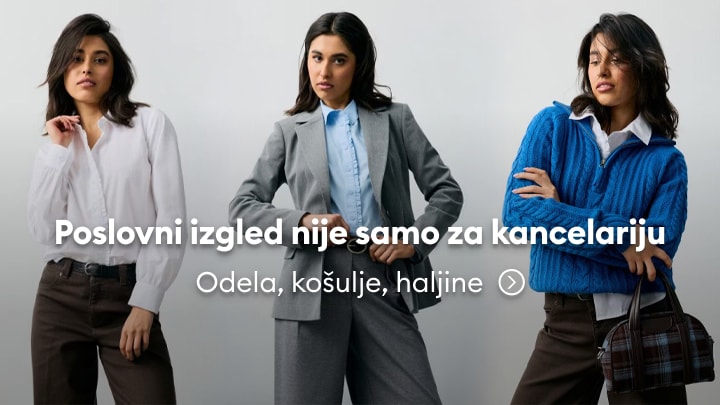 Ženska poslovna moda za različite prilike, uključujući odela, košulje i haljine.