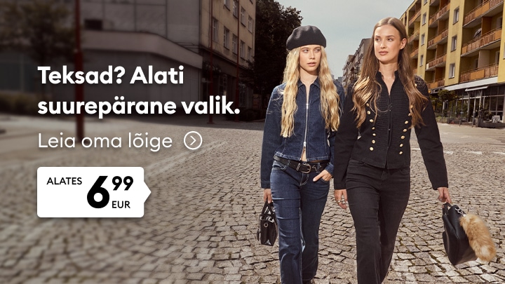 Naiste teksarõivaste reklaam igapäevaseks kandmiseks soodsa hinnaga.